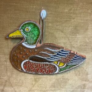 Victoria Littlejohn Ceramic Stoneware Glass Mallard Duck Trivet Wall Hanging Vtg